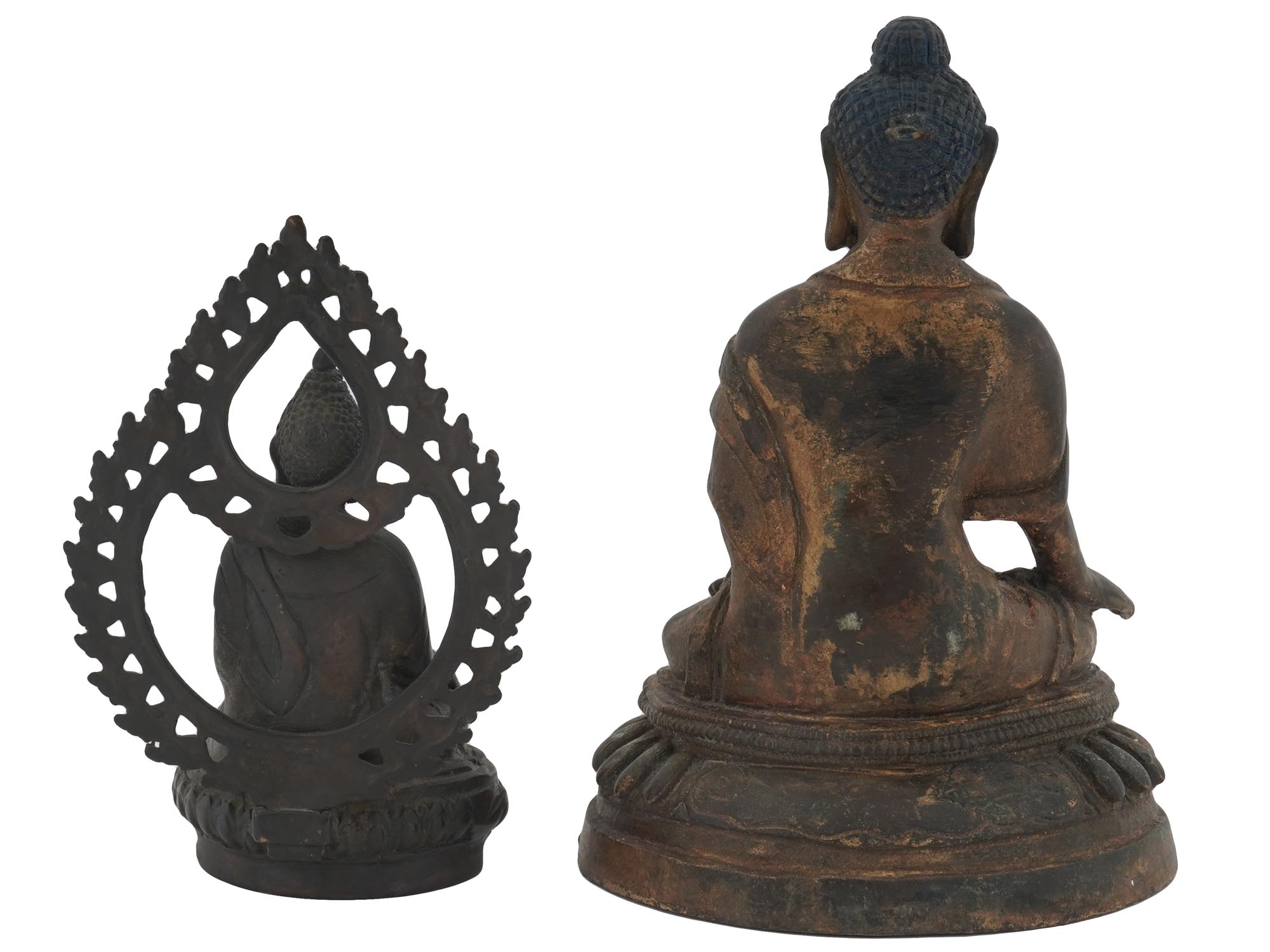 PAIR OF ASIAN PATINATED BRONZE STATUES OF BUDDHA PIC-4